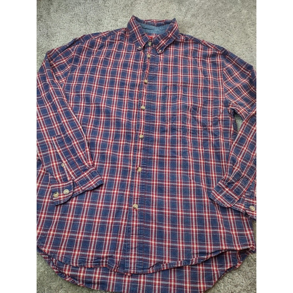 WRANGLER HERO SILVER EDITION MENS PLAID SHIRT MEDIUM LONG BUTTON RED BLUE